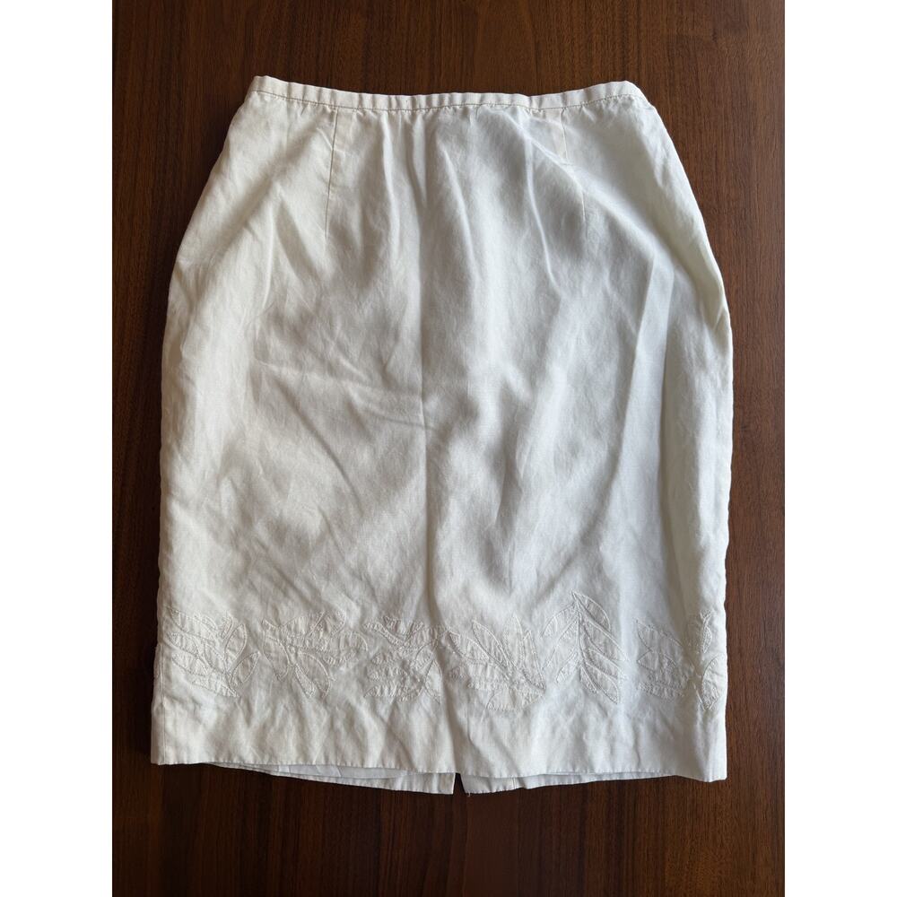 Ann Taylor Women's Silk Blend White Beaded Pencil Skirt - Size 2